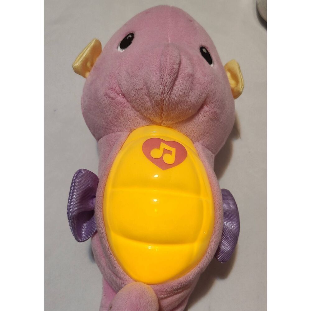Fisher Price Soothe & Glow Musical Night Light PINK Seahorse Plush Tested & Work